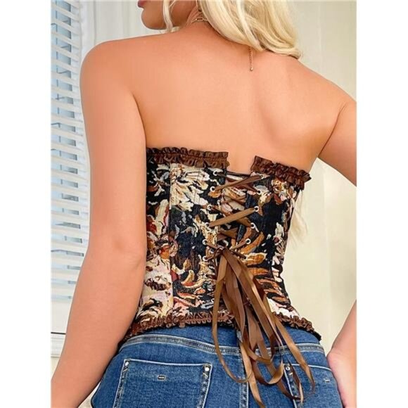 Renaissance Corset Top for Women Brown3 - Picture 2 of 7